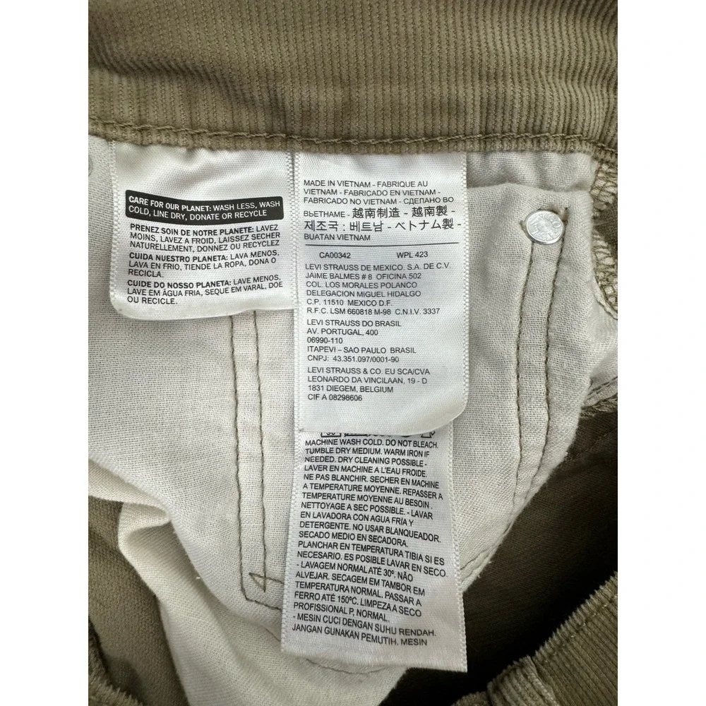 VTG Levi's Tan Corduroy Jeans Men's‎ 33x34 Straight Leg Pants Y2K Classic Grunge